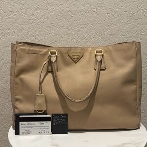 Prada Saffiano Lux Sabbia Tote Bag